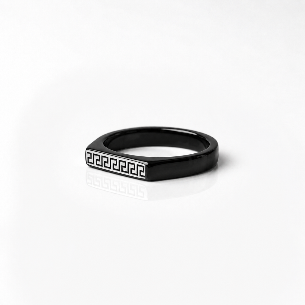 Elysian Greek Key Ring for men's