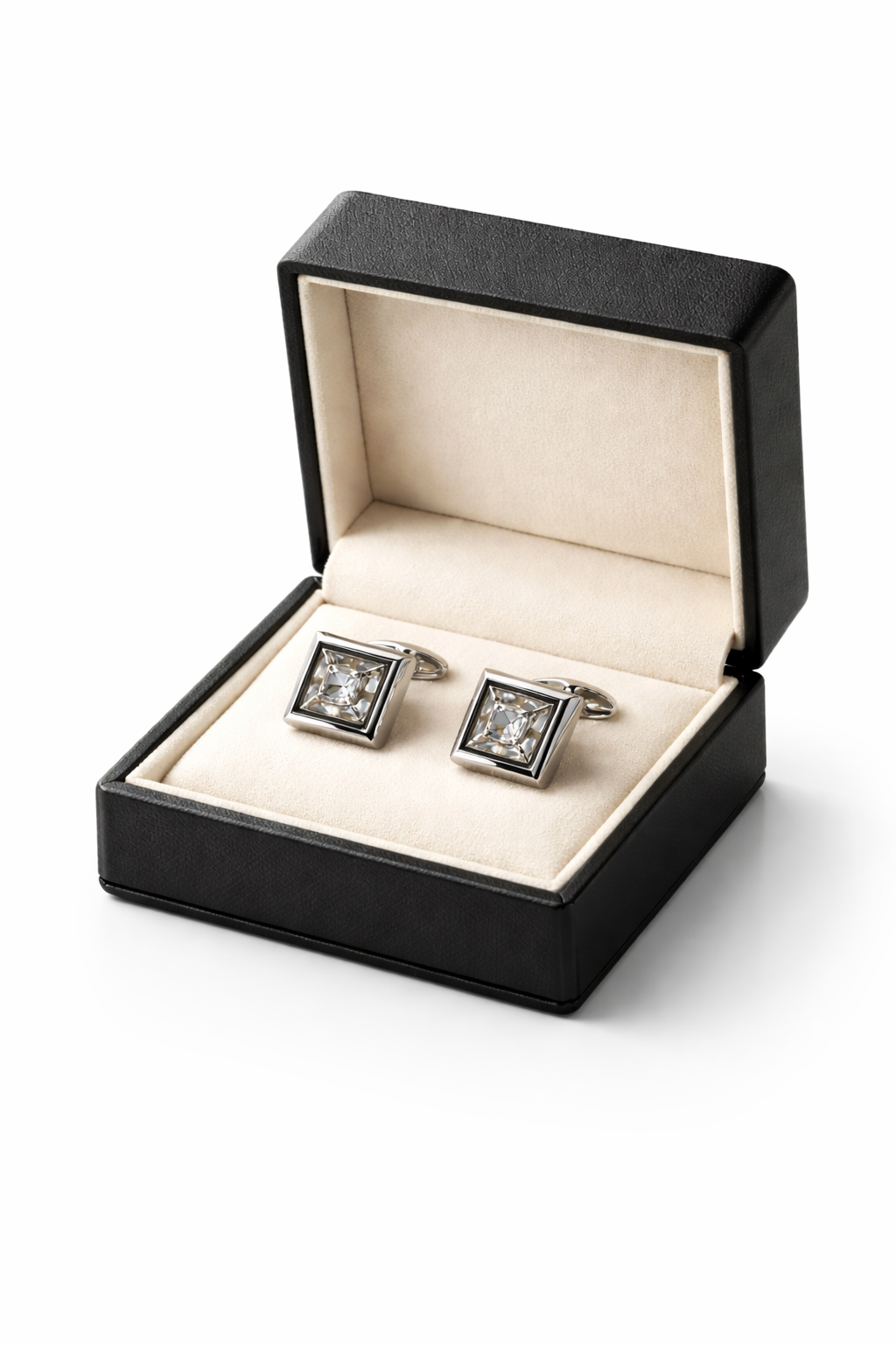Elegant square diamond stud Cuflinks