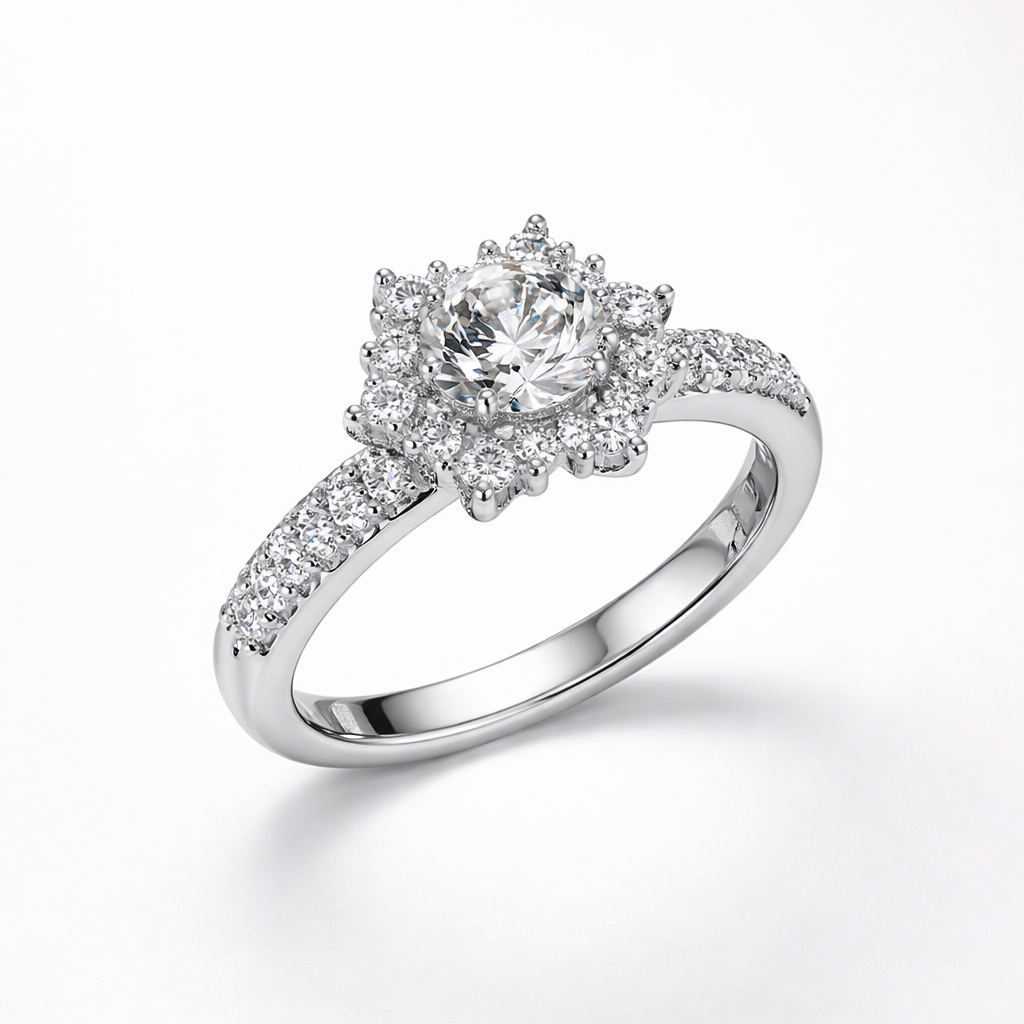 Elegant white gold diamond ring
