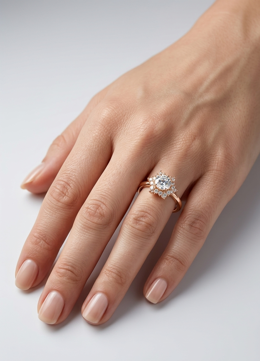 Dazzling rose gold engagement ring