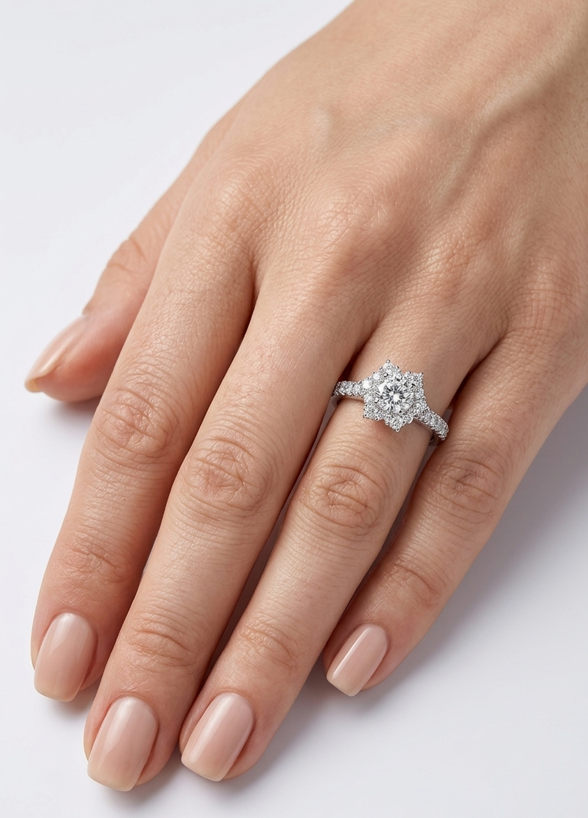 Elegant white gold diamond ring