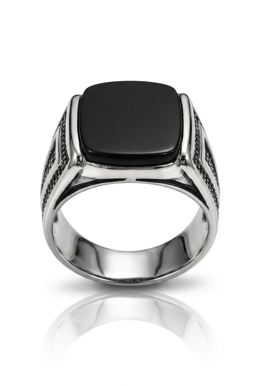 Sleek black onyx signet ring