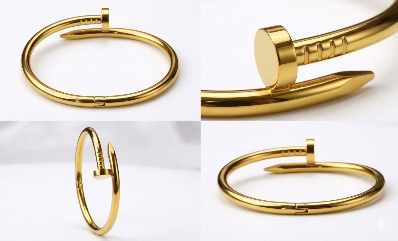 Gold nail bracelet
