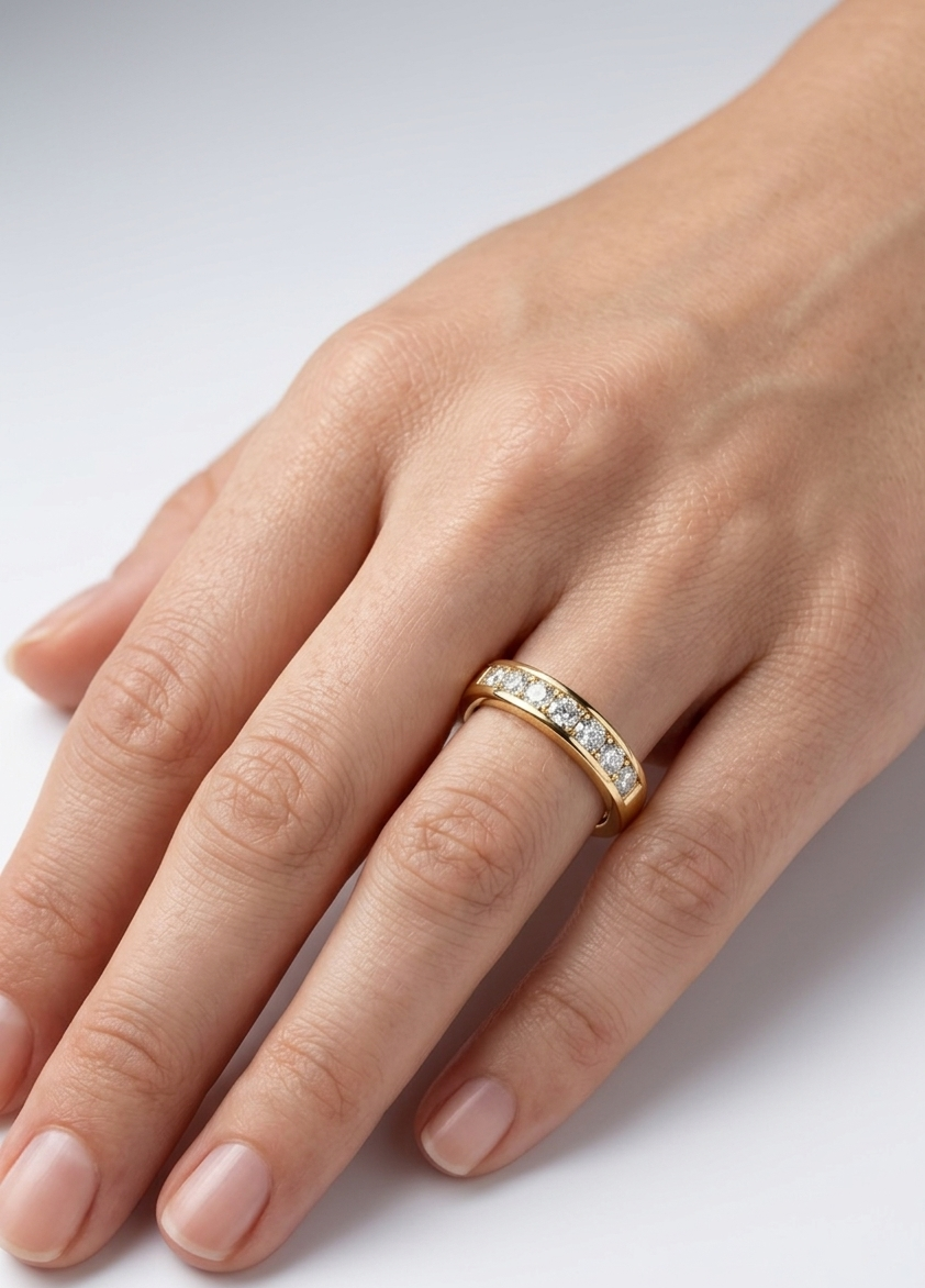 Elegant diamond wedding band in gold