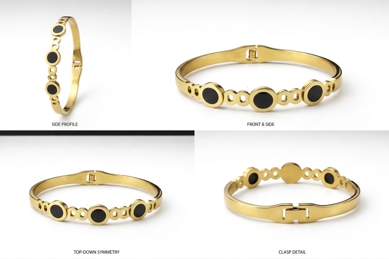 Elegant gold bracelet with onyx details
