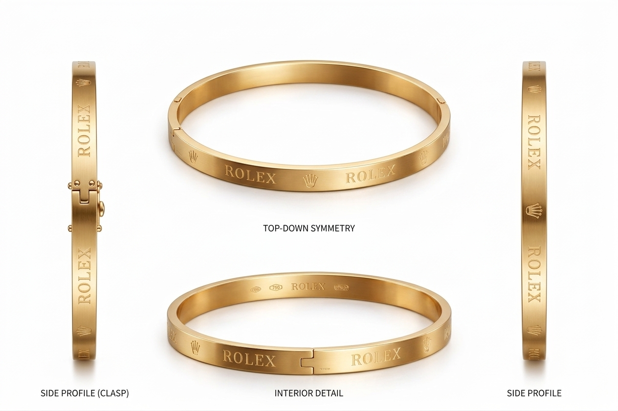 Elegant Rolex gold bangle close-up