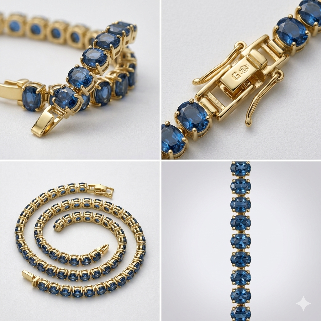 Stunning blue sapphire tennis bracelet
