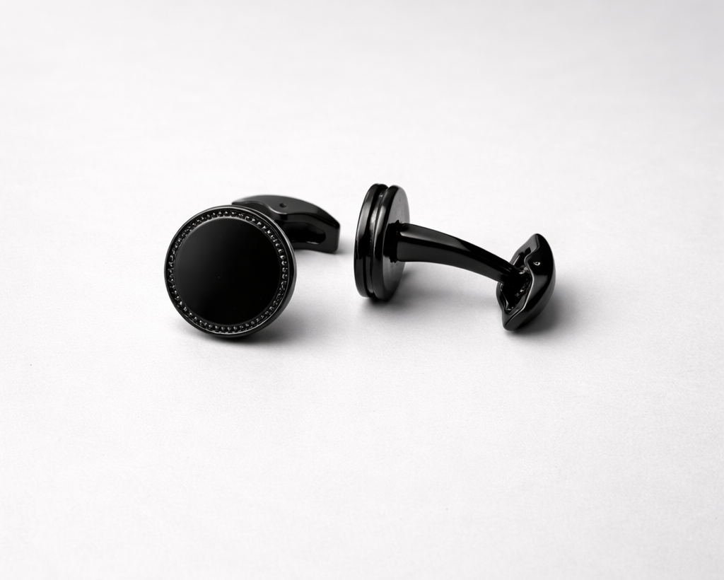 Luxury black stud earrings close-up