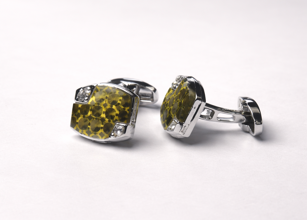 Luxury silver cufflinks with diamond details