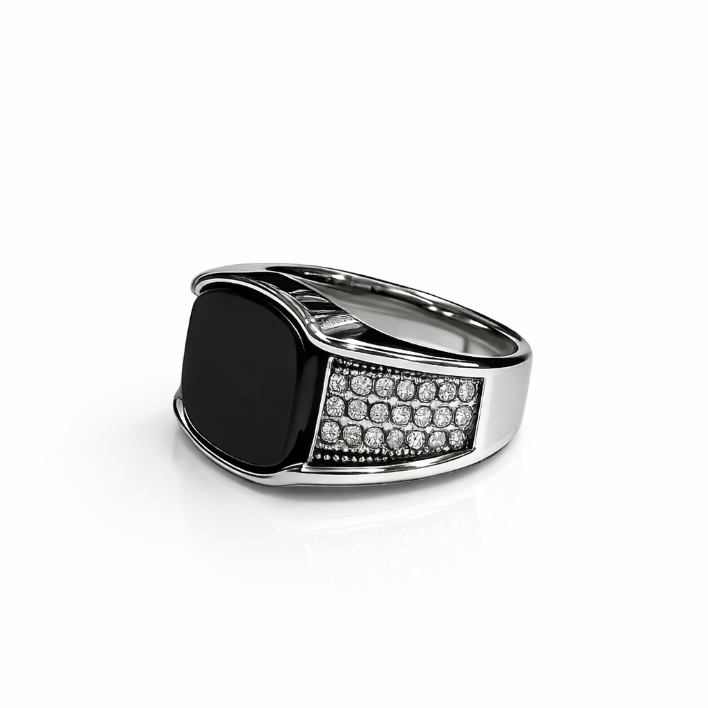Polished men's silver signet ring