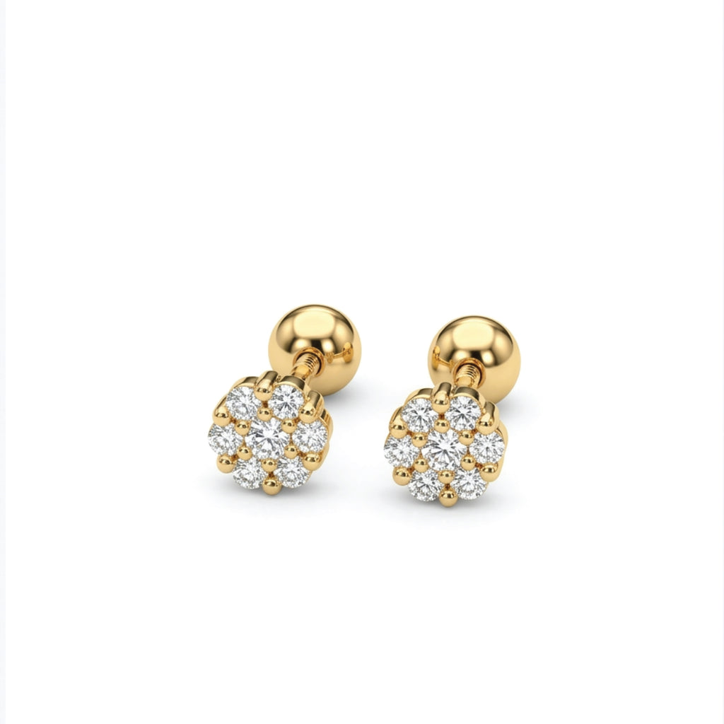 Crystal Floral Tiny Piercing Stud (Silver)
